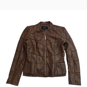 Brown Faux Leather Jacket